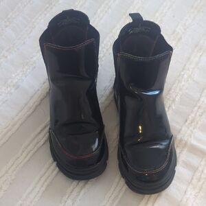 Kids Black Patent Leather Boots